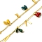 Brass Enamel Teardrop with Rectangle Link Chains, Lead Free & Cadmium Free, Long-Lasting Plated, Rack Plating, Soldered, with Spool, Real 18K Gold Plated, 15x1.5x1mm