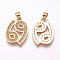Brass Micro Pave Cubic Zirconia Pendants, Number, Golden, 22x16x1.5mm, Hole: 3x4mm