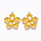 Brass Enamel Pendants, with ABS Plastic Imitation Pearl, Nickel Free, Flower, Real 18K Gold Plated, Yellow, 16.5x15.5x4mm, Hole: 1mm