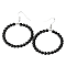Fashionable Natural Black Onyx Hoop Earrings for Women, Versatile and Unique, Platinum, 59x42x4mm