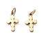 304 Stainless Steel Charms, with Jump Ring, Cross Charm, Ion Plating(IP), Real 14K Gold Plated, 7.5x4.5x1mm, Hole: 1.6mm
