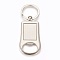 Zinc Alloy Cabochon Settings Bottle Openers, with Iron Ring, Rectangle, Platinum, Tray: 22x30mm, 95mm, 69x36x3mm, 1pc/box