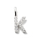 925 Sterling Silver with Cubic Zirconia Charms, Letter, Letter K, 10.5x4.5x1.5mm, Hole: 2.5x1.5mm