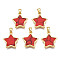 Real 18K Gold Plated Brass Pendants, with Synthetic Turquoise Cabochons, Cadmium Free & Nickel Free & Lead Free, Star, Turquoise, 17x15x3mm, Hole: 2.5x5mm