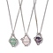Natural Mixed Gemstone Pendant Necklace, Stainless Steel Macrame Pouch Necklace, 18.11 inch(46cm), 1Pc/style
