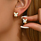 Exquisite Stainless Steel Rhinestone Hoop Earrings, Golden, Butterfly, 13x10mm