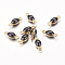 Antique Bronze Plated Brass Enamel Oval Links, Enamelled Sequins, Black, 4x10.5x3mm, Hole: 1mm