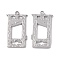 Non-Tarnish 304 Stainless Steel Pendants, Window Charm, Stainless Steel Color, 37.5x20.5x1.5mm, Hole: 2.8mm