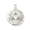 Brass Micro Pave Cubic Zirconia Pendants, Lead Free & Cadmium Free, Long-Lasting Plated, Round Charm, Platinum, 21x16x3.5mm, Hole: 4x2.5mm