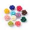 Dyed Synthetic Coral Beads, Flower, Half Drilled, Mixed Color, 10x10x8.5mm, Hole: 1.5mm