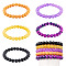 5 Colors Halloween Glass Beads Beaded Stretch Bracelet Sets, Stackable Bracelets, Mixed Color, Inner Diameter: 2 inch(5.2cm), 5pcs/set
