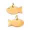 PVD Vacuum Plating 304 Stainless Steel Pendants, with Jump Ring, Fish Charm, Golden, 7.5x15x1.4mm, Hole: 3.2mm