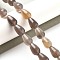 Natural Grey Agate Beads Strands, Teardrop, 12x8mm, Hole: 1.2mm, about 33~34pcs/strand, 15.16~16.54''(38.5~42cm)