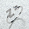 Brass Micro Pave Cubic Zirconia Cuff Rings for Women, Open Rings, Platinum, Letter Z, Inner Diameter: 16~19mm