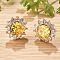 Flower Brass Micro Pave Clear Cubic Zirconia Stud Earrings for Women, Cadmium Free & Lead Free, Long-Lasting Plated, Rack Plating, Golden, 12.5mm