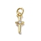 Golden Brass Charms, with Jumnp Rings, Cross, 12x5x2.5mm