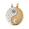 304 Stainless Steel Split Pendants, Yin-yang with Sun & Moon Charm, Ion Plating(IP), Golden & Stainless Steel Color, 31.5x25.5x2.5mm, Hole: 2.5mm, 2pcs/set