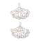 Brass Micro Pave Cubic Zirconia Pendants, Cadmium Free & Nickel Free & Lead Free, Ginkgo Leaf Charms, 925 Sterling Silver Plated, 15.5x17.5x3.5mm, Hole: 1mm