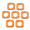 Acrylic Pendants, with Resin, with Light Gold Plated Brass Loops, Square, Orange, 38x35x8mm, Hole: 1.5mm