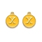 Golden Plated Alloy Enamel Charms, Enamelled Sequins, Flat Round with Alphabet, Letter.X, Yellow, 14x12x2mm, Hole: 1.5mm