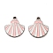 304 Stainless Steel Enamel Charms, Stainless Steel Color, Shell Charm, Pink, 13x12x1.5mm, Hole: 1.5mm