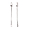 925 Sterling Silver Chain Extenders, with Lobster Claw Clasps & Charms, Teardrop, Antique Silver, 64x2.5mm, Hole: 2.4mm