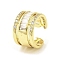 Rack Plating Brass Micro Pave Cubic Zirconia Cuff Earring, Long-Lasting Plated, Lead Free & Cadmium Free, Real 18K Gold Plated, 17x11.5x11mm
