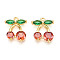 Brass Micro Pave Cubic Zirconia Charms, Cadmium Free & Lead Free, Cherry, Real 18K Gold Plated, 13x11.5x3mm, Hole: 1.2mm