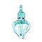 Handmade Lampwork Pendants, Octopus Charms, Turquoise, 49x26x26.5mm, Hole: 3mm