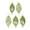 Glass Links Connectors, with Light Gold Tone Brass Findings, Cadmium Free & Nickel Free & Lead Free, Faceted Horse Eye, Light Green, 21x9x4mm, Hole: 1.2mm