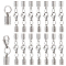 20 Sets 304 Stainless Steel Lobster Claw Clasps, with Cord Ends, Stainless Steel Color, 39mm, Inner Diameter: 4mm