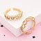 Brass Micro Pave Clear Cubic Zirconia Cuff Rings for Women, Cadmium Free & Lead Free, Heart, Real 18K Gold Plated, 5.1mm, Inner Diameter: 17mm, Heart: 5.1x23mm