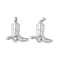 Brass Micro Pave Cubic Zirconia Pendants, Cadmium Free & Lead Free, Boots Charms, Platinum, 24x23x4mm, Hole: 4.5x2.5mm
