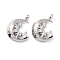 Eco-Friendly Brass Micro Pave Clear Cubic Zirconia Charms, Cadmium Free & Lead Free, Moon, Real Platinum Plated, 11.5x9.5x2.5mm, Hole: 1.5mm