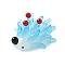 Hedgehog Home Decorations, Handmade Lampwork Display Decorations, Sky Blue, 39.5~41x31.5~32.5x25~25.5mm