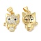 Brass Micro Pave Clear & Blue Cubic Zirconia Pendants, Cadmium Free & Lead Free, Cat Shape Charms, Real 16K Gold Plated, 17.5x12.5x3mm, Hole: 5x3.5mm