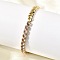 Brass Micro Pave Cubic Zirconia Square Link Chain Bracelets, Curb Chain Jewelry for Women, Cadmium Free & Lead Free, Long-Lasting Plated, Rack Plating, Real 18K Gold Plated, Pink, 6-5/8 inch(16.7cm)