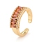Bling Orange Cubic Zirconia Cuff Ring, Cadmium Free & Nickel Free & Lead Free, Brass Open Ring for Women, Real 18K Gold Plated, US Size 6 1/2(16.9mm)