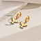 Golden 201 Stainless Steel Eagle Hoop Earrings, Blue, 31x29mm