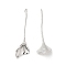 Brass Pendants, Flower Charm, Real Platinum Plated, 38x11x4mm, Hole: 1.2mm