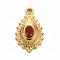 304 Stainless Steel Pendants, with Mahogany Obsidian, Teardrop, Dark Red, 22x14x5mm, Hole: 1.6mm