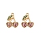 Brass Micro Pave Cubic Zirconia Pendants, Cherry Charms, Real 18K Gold Plated, Medium Violet Red, 15.5x12.5x3mm, Hole: 1.5mm