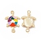 Alloy Enamel Connector Charms, Tortoise Links, Light Gold, Light Gold, 28x17x2.5mm, Hole: 2mm
