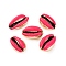 Electroplated Cowrie Shell Beads, No Hole/Undrilled, with Enamel, Deep Pink, 17.5~23x11~15x7~9mm