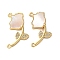 Brass Micro Pave Clear Cubic Zirconia Rose Flower Connector Charms, with Natural Shell, Rack Plating, Lasting Plated, Cadmium Free & Lead Free, Real 18K Gold Plated, 14x24x2.5mm, Hole: 1mm