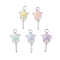 5Pcs Acrylic & Glass Pendants, with 304 Stainless Steel Findngs, Star, Stainless Steel Color, 23.5x11x6.5mm, Hole: 3.5x3mm, 5pcs/set
