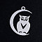 Non-Tarnish 201 Stainless Steel Pendants, For Halloween, Owl with Moon, Stainless Steel Color, 20x14x1mm, Hole: 1.5mm