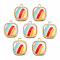 Resin Pendants, with Light Gold Plated Alloy, Cadmium Free & Nickel Free & Lead Free, Square, Colorful, 17x14x5mm, Hole: 1.4mm