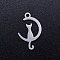 Non-Tarnish 304 Stainless Steel Kitten Pendants, Laser Cut, Cat on the Crescent Moon Shape, Stainless Steel Color, 17.5x11x1mm, Hole: 1.5mm
