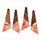 Transparent Resin & Walnut Wood Pendants, with Gold Foil, Quadrilateral Charms, Salmon, 49x13x3.5mm, Hole: 2mm